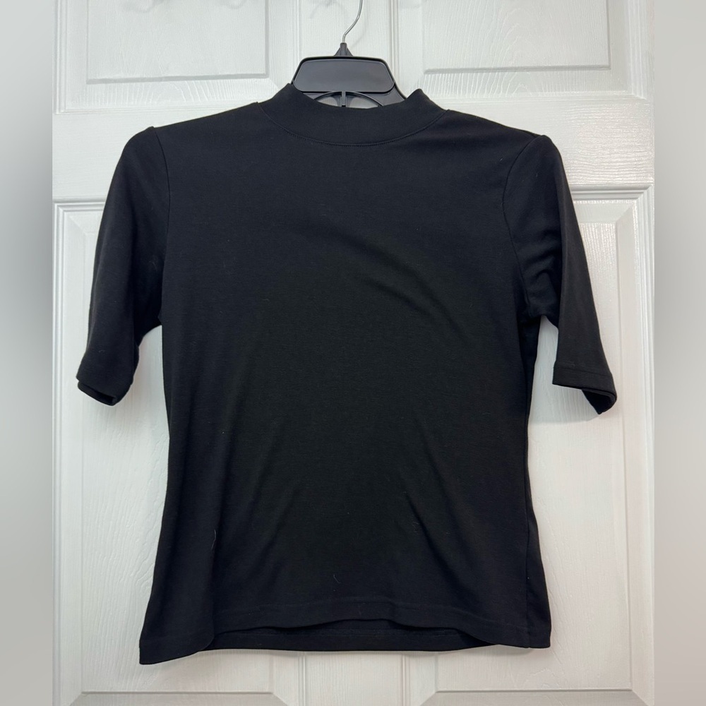 Elegant Black Short Sleeve Women's Top